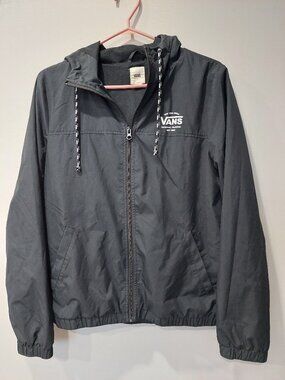 Vans Women's Size M Kastle Hooded Windbreaker Jacket Black